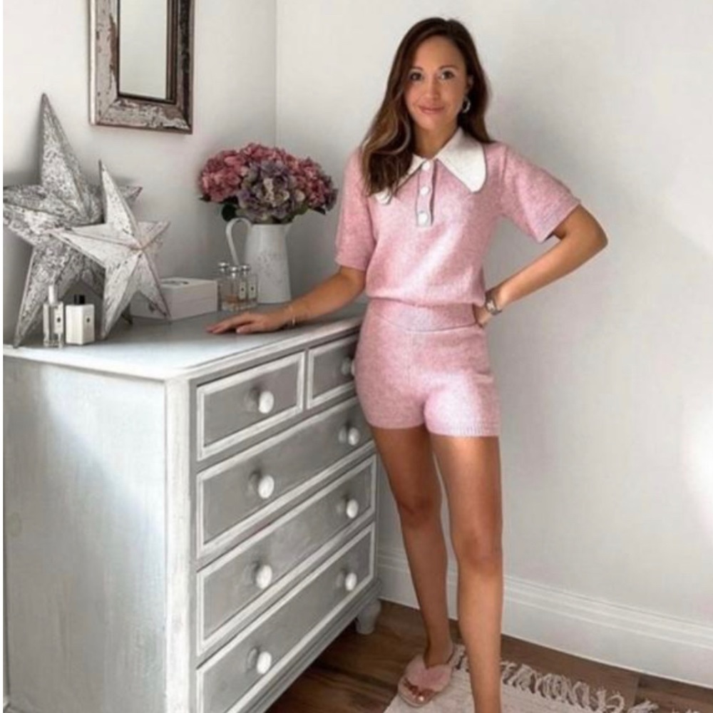 ZARA Short Knit Pink Jumpsuit M
